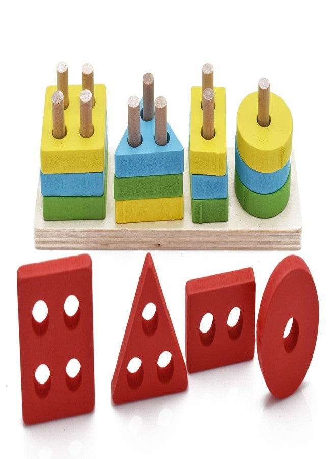 justhandmade Just Handmade Wooden Four Angle Geometric Shapes| Dog Pull Along Toy for Kids,Colours May Vary(Combo of 2) - Image 4